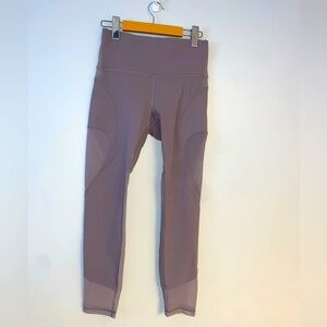 Mauve Lululemon 7/8 Leggings with Mesh Inset Size 6